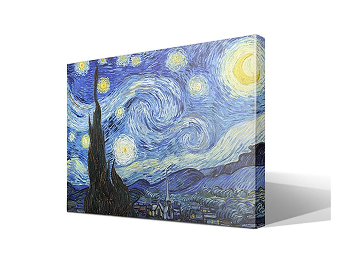 La Noche Estrellada | Vincent van Gogh | Post-impresionismo | Cuadro Canvas Wall Art | Impresion Giclee lienzo algodon puro | Bastidor 3cm