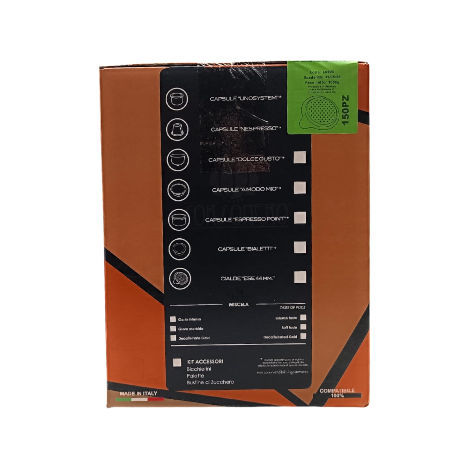 Caffè Sorsonero Decaffeinato 150 Cialde ESE 44mm | Caffè Premium in Cialde Compostabili | Caffe Cremoso e Aroma Intenso