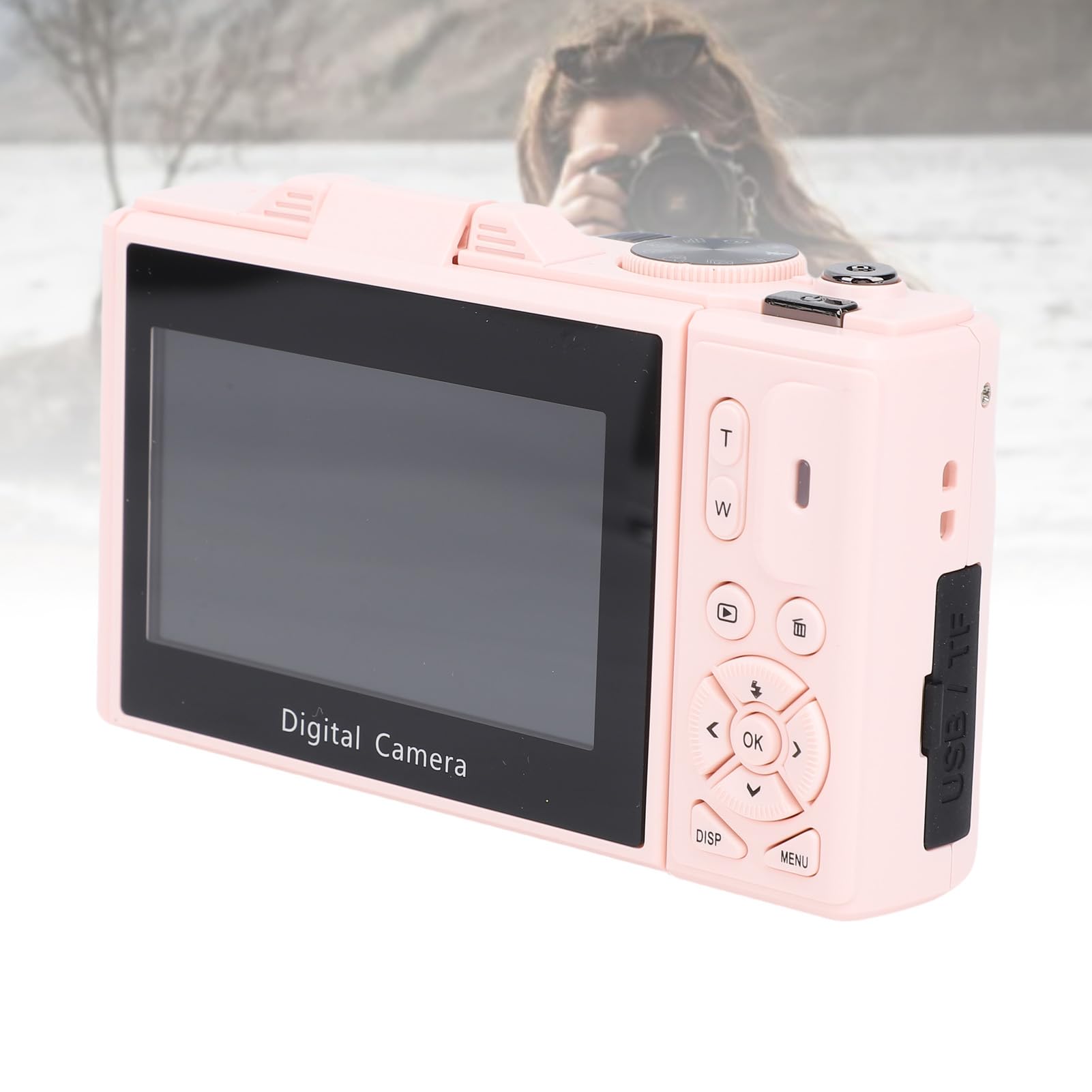 Wakects Fotocamera Digitale 5K, Fotocamera Vlog WiFi da 75 MP con Zoom Digitale 18X Schermo Ribaltabile da 3 Pollici a 180 Gradi per Fotografia Video HD Streaming Live