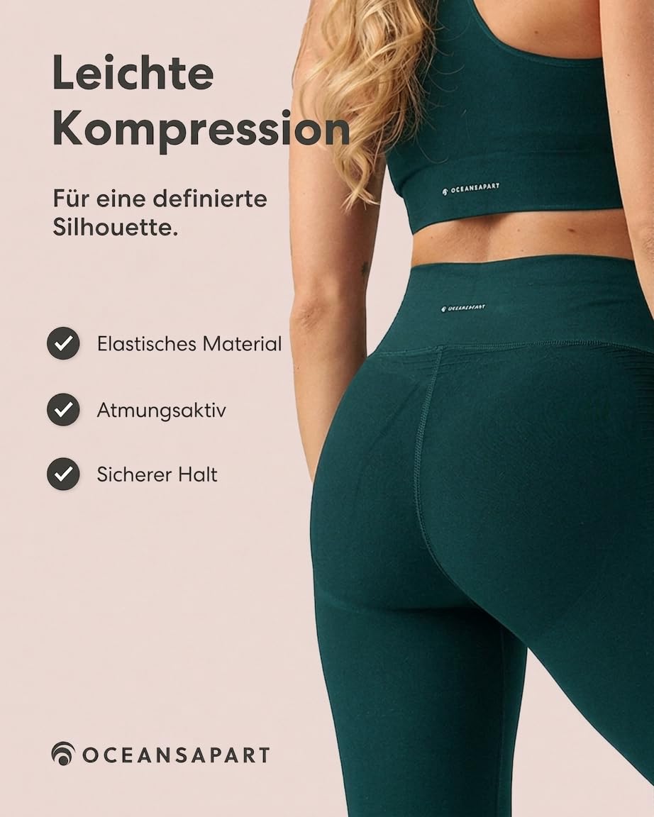 OCEANSAPART Beverly Pant - Sport Leggings Damen High Waist Scrunch | Performance-Stretch & Blickdicht – Nahtlos & Feuchtigkeitsableitend – Yogahose für Gym & Fitness