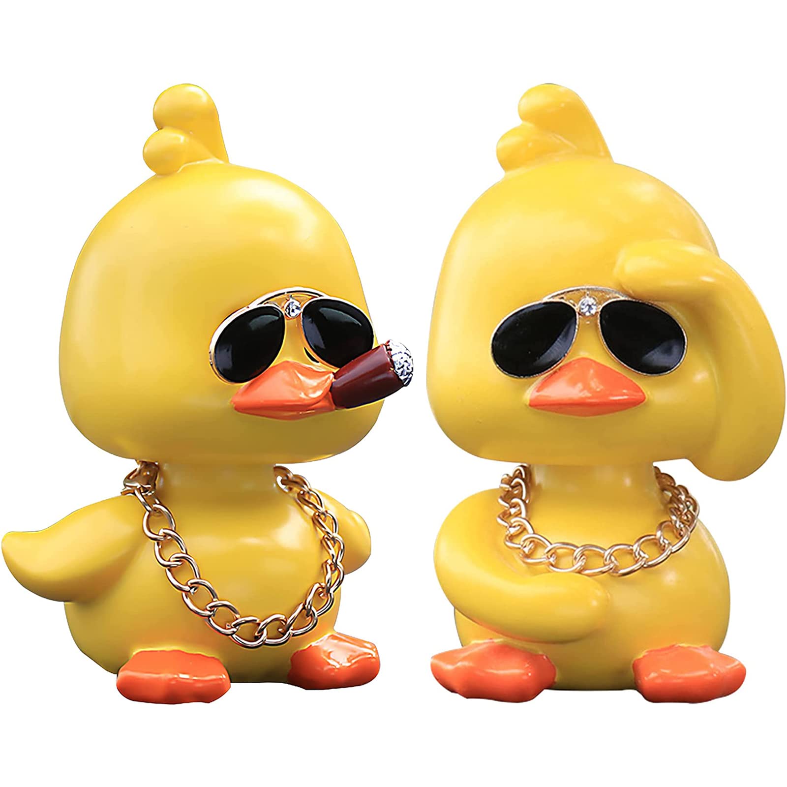 wonuu Cute Yellow Duck Car Ornaments Cool Duck Car Dashboard Decorations Shaking Head Doll