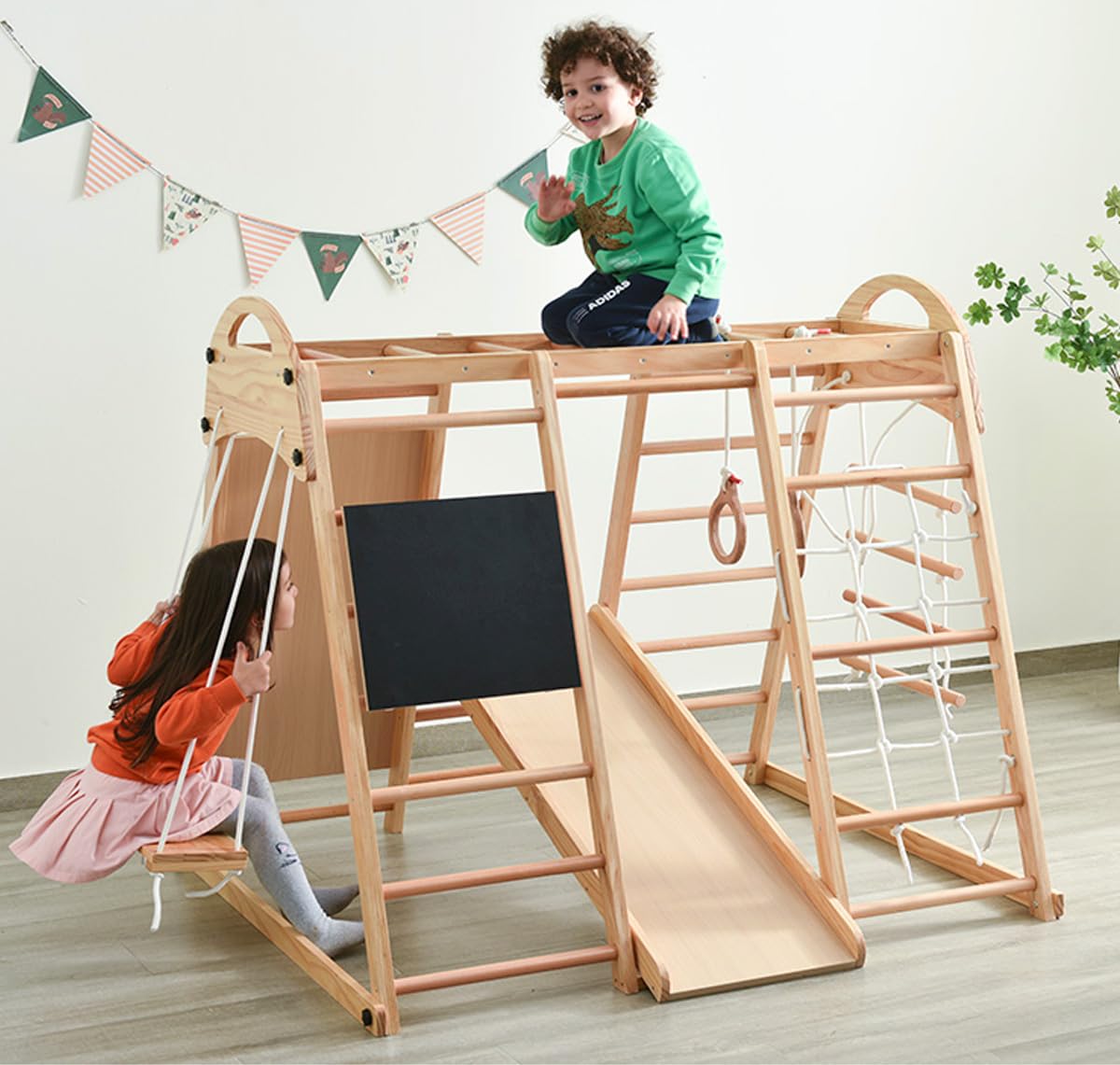 Amazon | Simpolu ジャングルジム 折り畳み収納 滑り台 室内 木製 大型