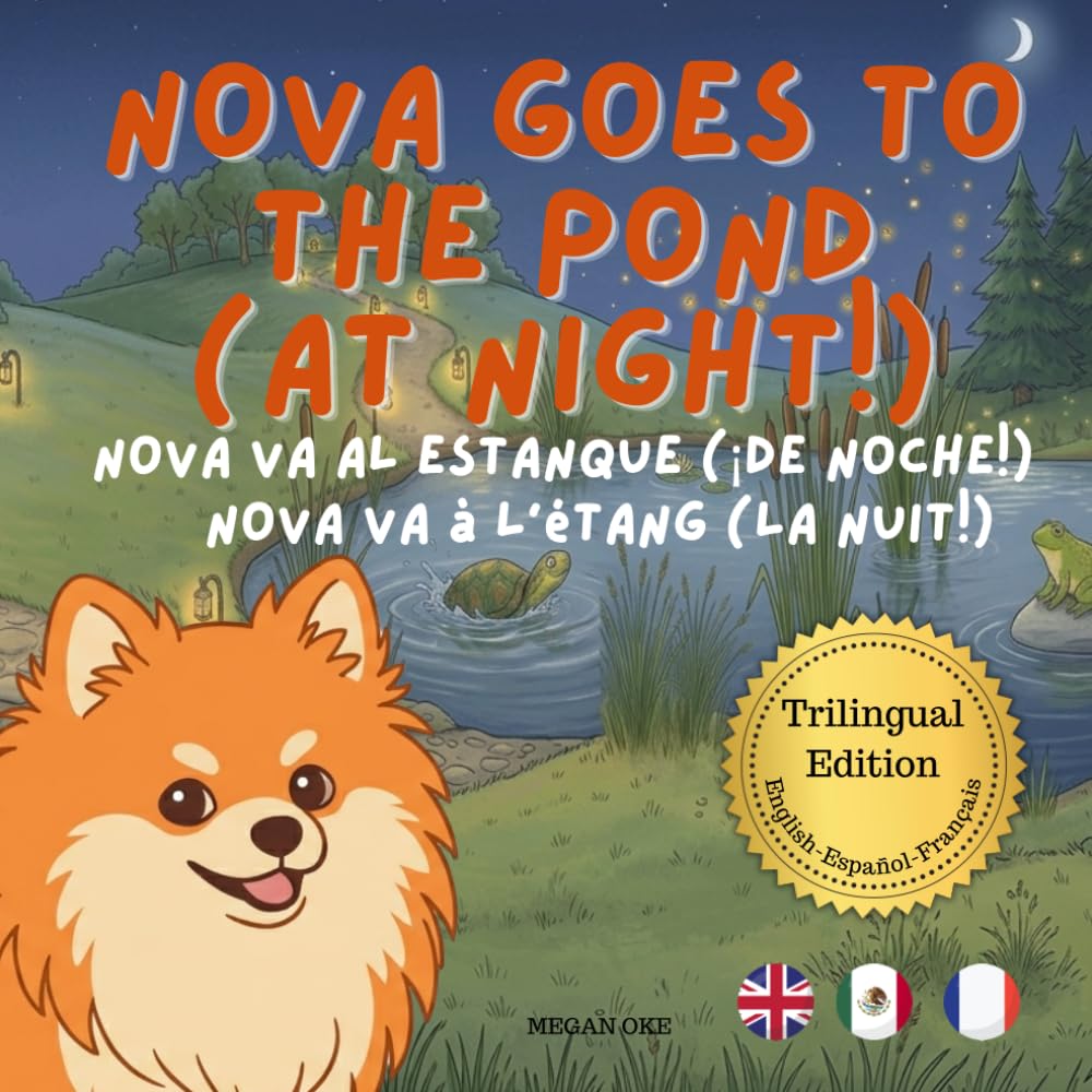 Nova Goes To The Pond (At Night!): A Trilingual Children's Book in English, Spanish, and French (Nova the Pomeranian Series) (Nova the Pomeranian: ... (Trilingual: English, Spanish, French))