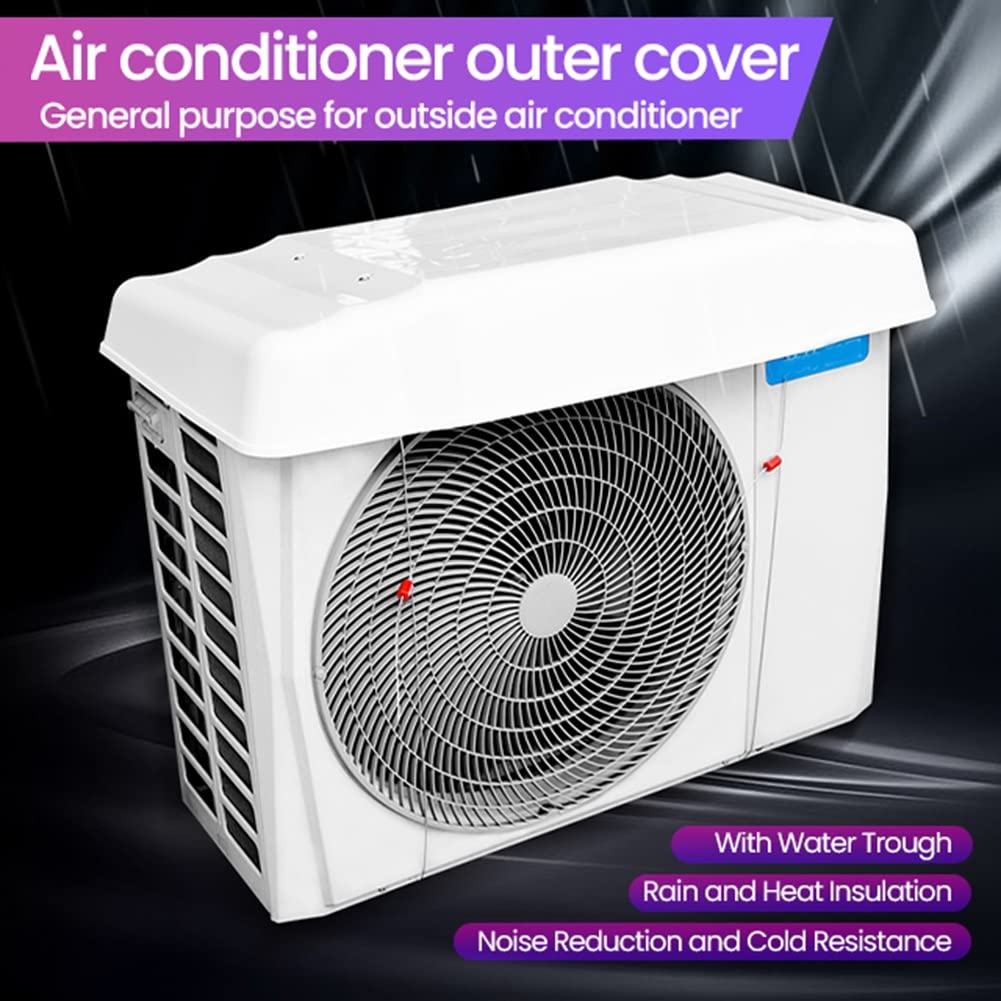 Housse de climatiseur de fenêtre pour unités AC extérieures, couvertures Defender résistantes à l'eau pour l'extérieur avec 2 câbles métalliques (Color : White, Size : 110x43x18cm)