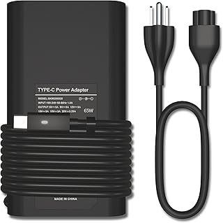 65W USB C Laptop Charger for Dell Latitude 5285 5289 5290 7212 7275 7285 7290 7390 7420 Dell XPS 13 9350 9360 9365 9370 9380 Chromebook 3100 3400 5190 LA65NM190 HA65NM190 DA65NM190 Power Supply