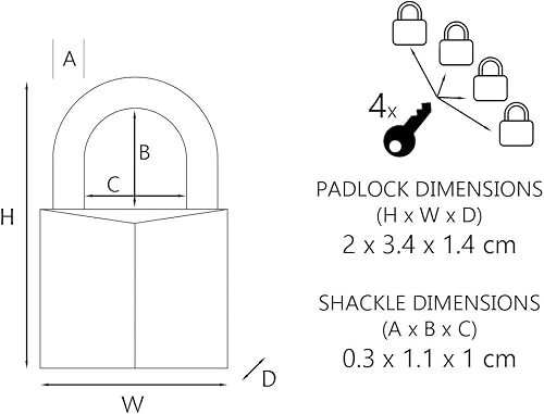 Miniatura 5 de Master Lock Candado, cerradura de cuerpo de aluminio sólido, Negro -, Cerradura de equipaje