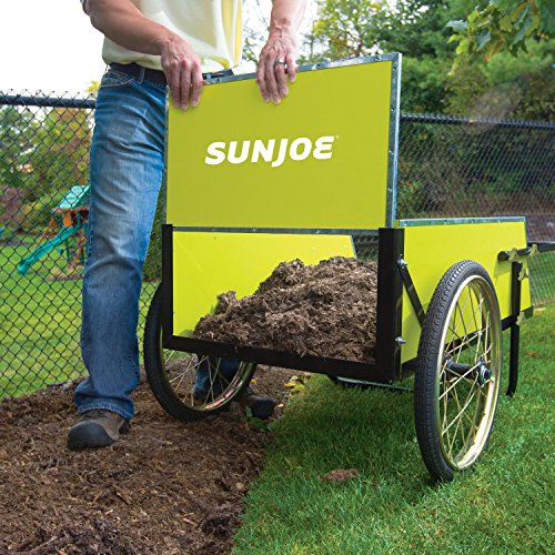 Sun Joe SJGC7 7 Cubic Foot Heavy Duty Garden + Utility Cart, Green
