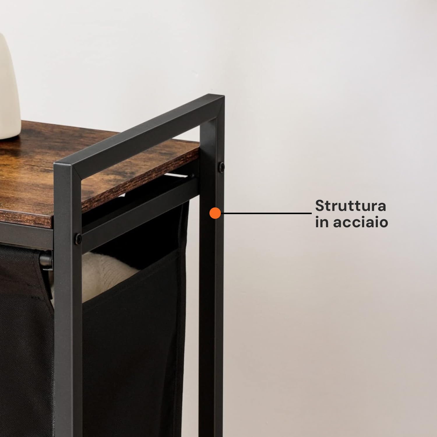 Cesto Portabiancheria Triplo con Sacchi Estraibili 3x38L, Ripiano Salvaspazio Nero-Grigio per Organizzazione Chiari e Scuri