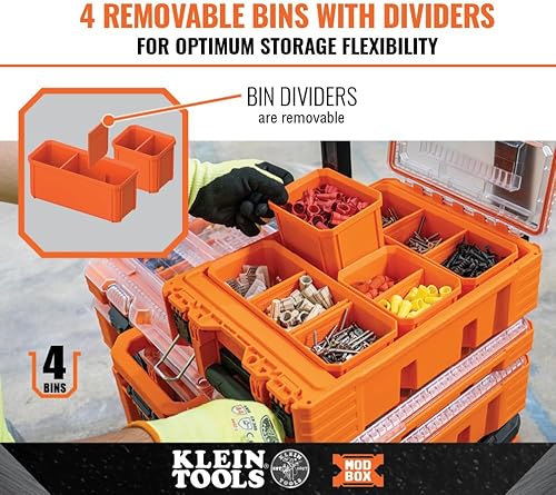 Miniatura 4 de Klein Tools 54808MB MODbox - Caja de almacenamiento modular de media anchura con 4 contenedores extraíbles para sujetadores y componentes pequeños