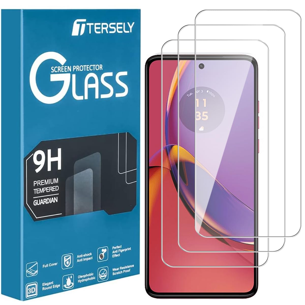 T Tersely 【3 Pack】 Tempered Glass Screen Protector for Motorola G84, Case Friendly, Ultra-Clear, Shatterproof, Anti-Scratch Film for Moto G84