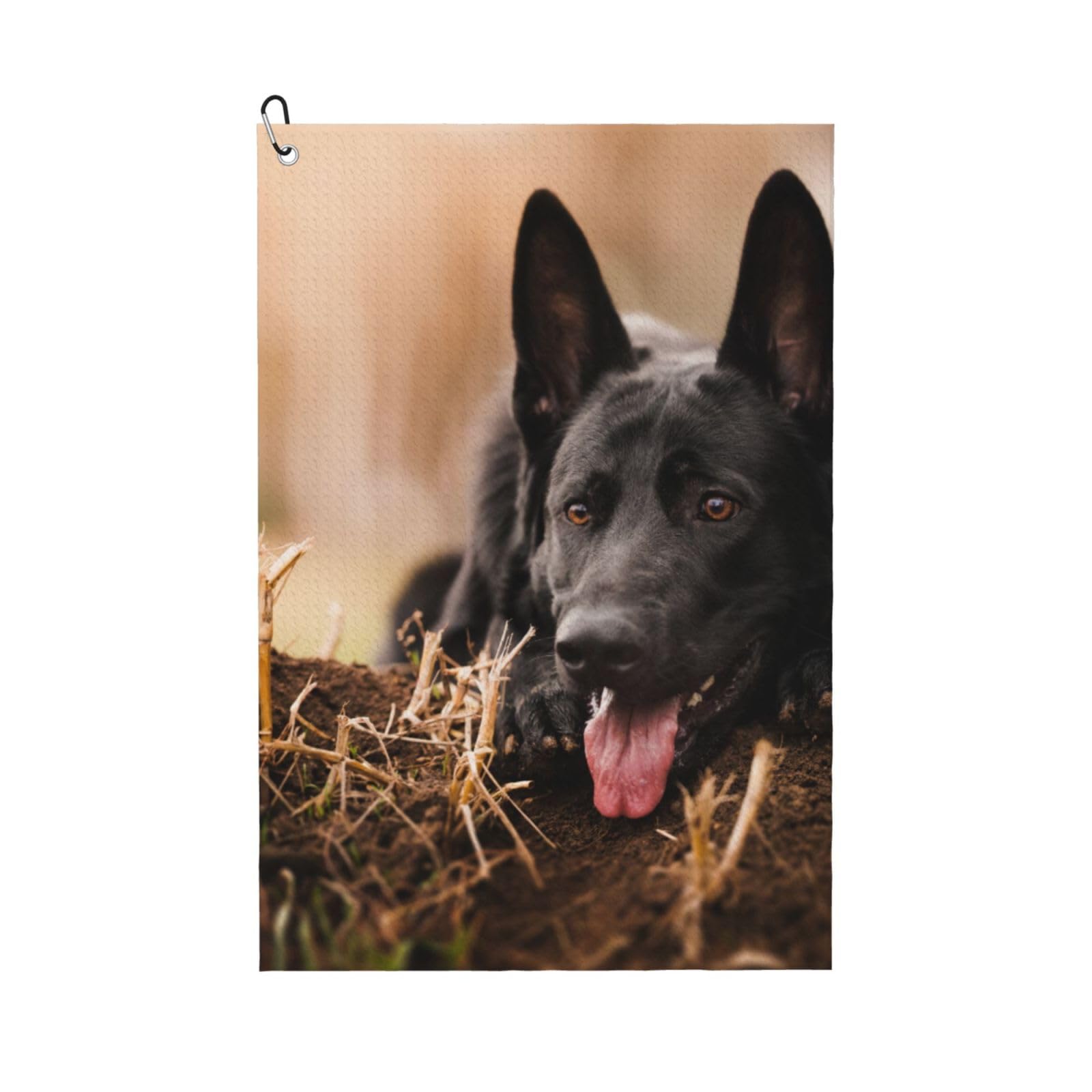 Hnnkloy Black German Shepherd Lawn Bokeh German, 16x24 in Portable Waffle Golf Towels with Carabiner Clip for Golf Bag