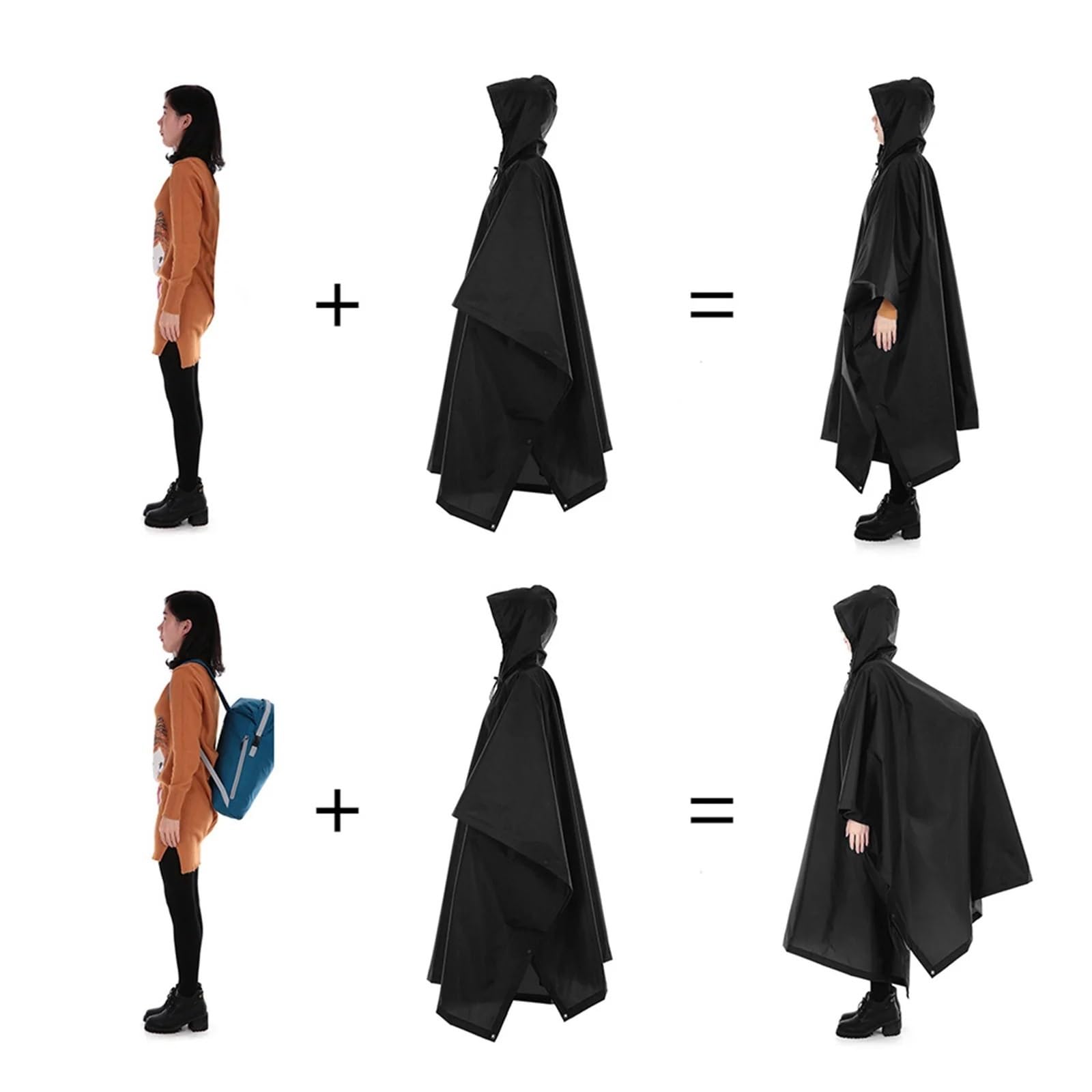 Poncho De Lluvia Poncho de Lluvia Impermeable 3 en 1 for Exteriores, Abrigo Ligero con Capucha for la Lluvia, Estera de Picnic, Manta, Refugio Solar for Acampar, Senderismo y Escalada(Grey)