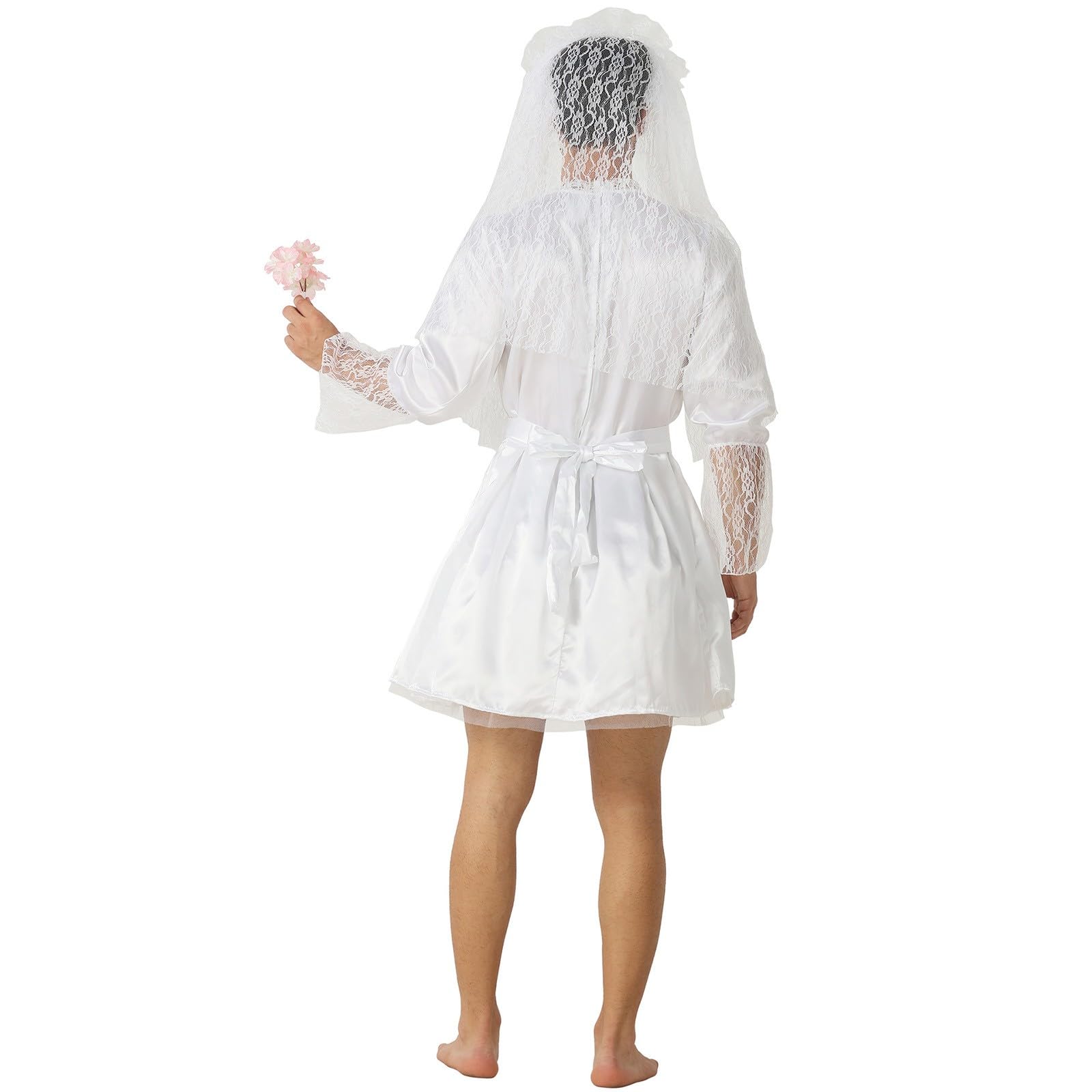 Costume da sposa da uomo, alla moda, costume da sposa maschile, vestito, cintura, copricapo con velo, carnevale, festa a tema