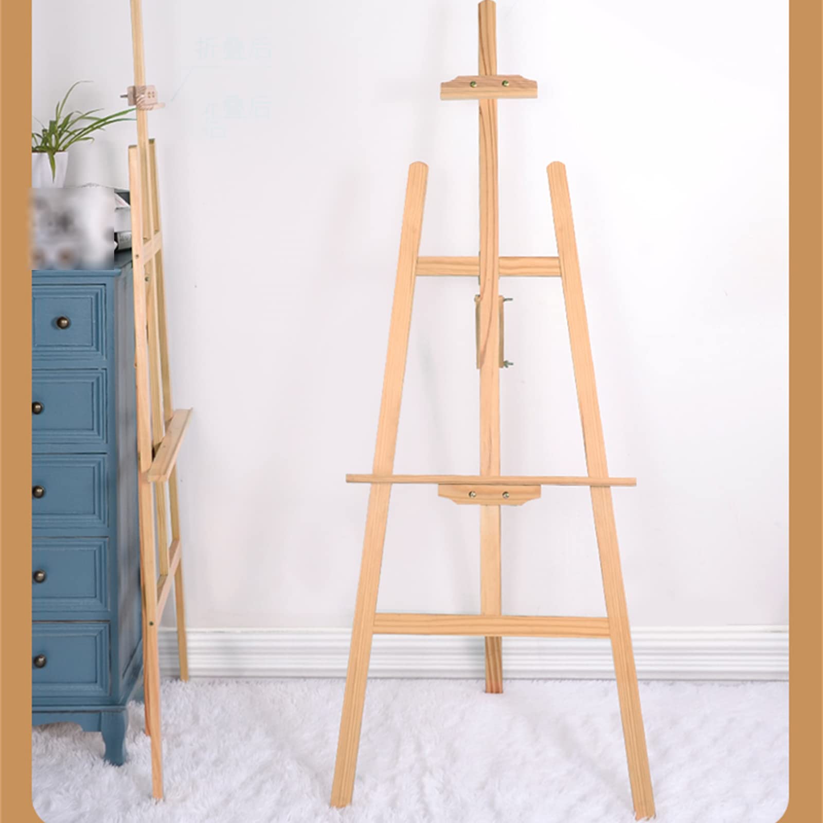 Skizzenstaffelei für Erwachsene, tragbare, zusammenklappbare Staffelei aus Kiefernholz, bodenstehende professionelle Staffelei (A 120 cm)