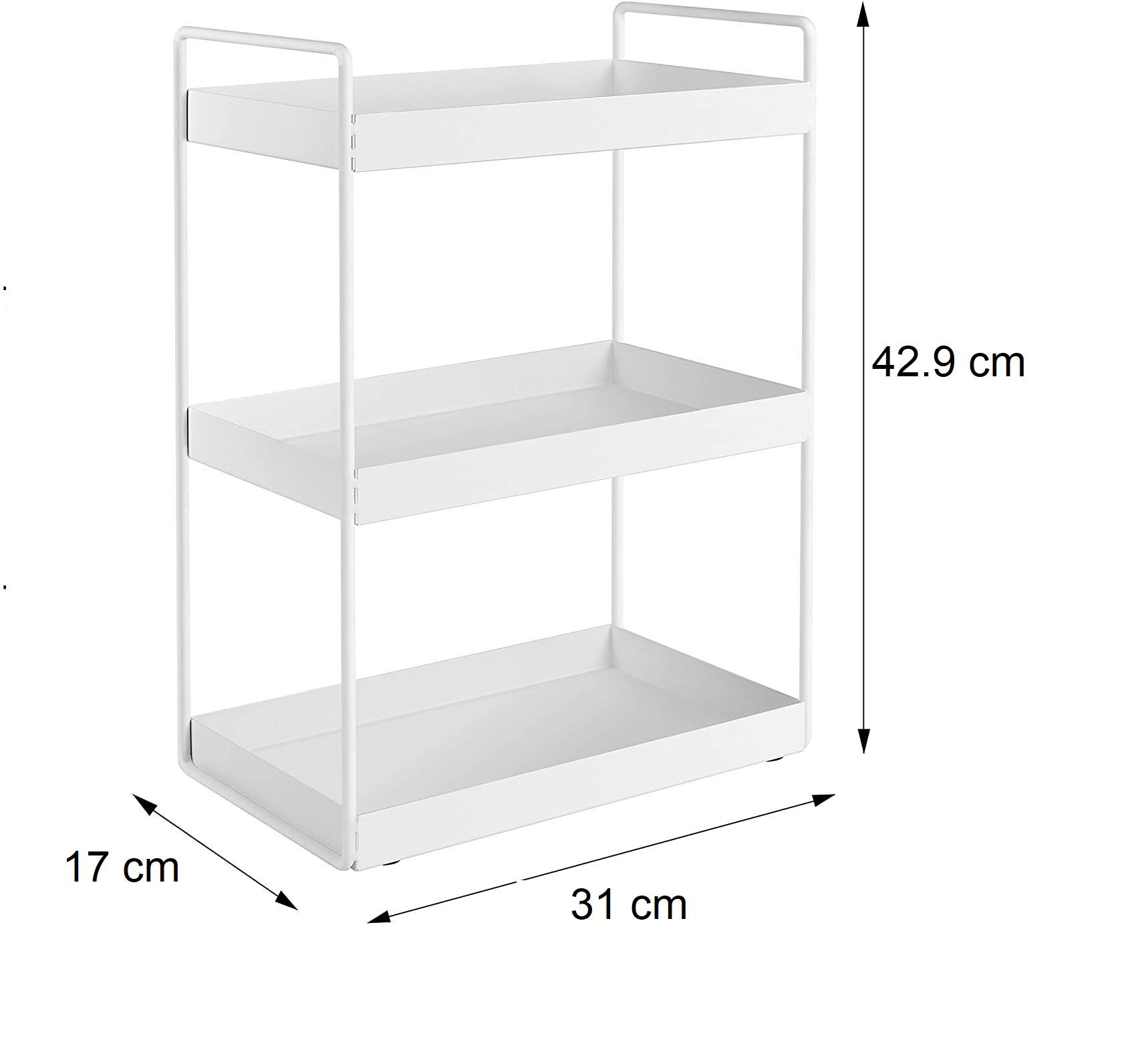 appeasy Multi-Purpose Storage Shelf Rack Modern Design, Premium Iron Build, 3-Layer Freestanding Organizer for Kitchen, Bathroom, Office - Durable, Rust-Proof(Size:- 17x31x43 Cm) 3