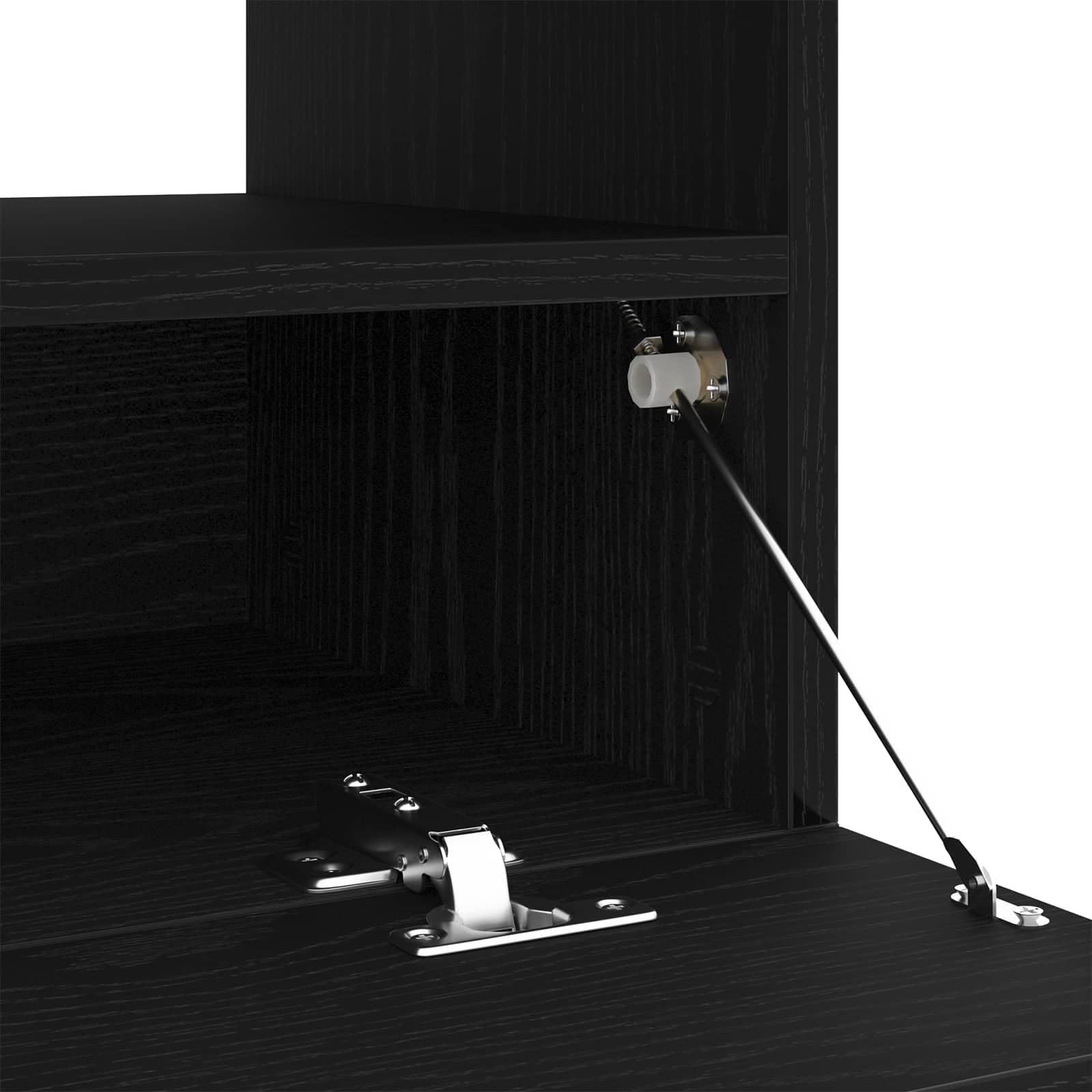 Set mobile TV nero in legno ingegnerizzato con 2 pezzi, design moderno con ripiani, porte a filo, strisce LED USB, ideale per soggiorno e supporto televisore