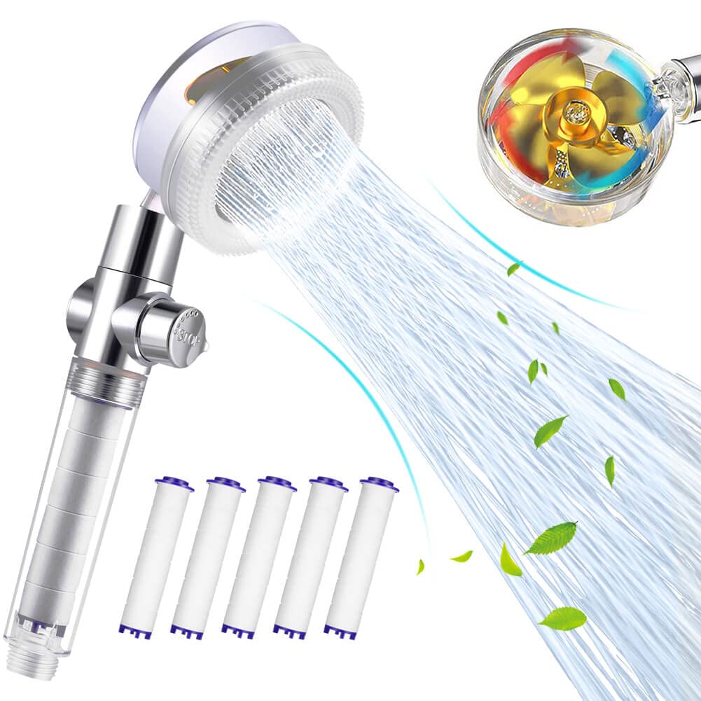 Vortex Shower Head with Handheld High Pressure Hydro Shower Jet Propeller  Turbo Shower Head with Filter, 5 Extra PP-Cotton Filters Included - -  Amazon.com