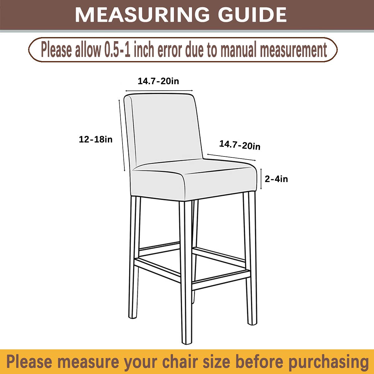 2/4/6 pak stretch barkruk hoezen aanrecht kruk pub stoel hoes cafe barkruk hoes verwijderbare meubels stoel stoel hoes met elastische bodem voor eetkamer keuken (Color : #4, Size : 6PCS