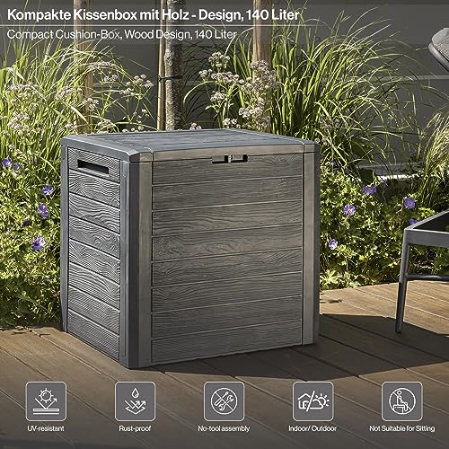 Kreher Kompakte Kissenbox/Aufbewahrungsbox in Anthrazit mit 140 Liter Volumen. Robust, abwaschbar und einfach im Aufbau!