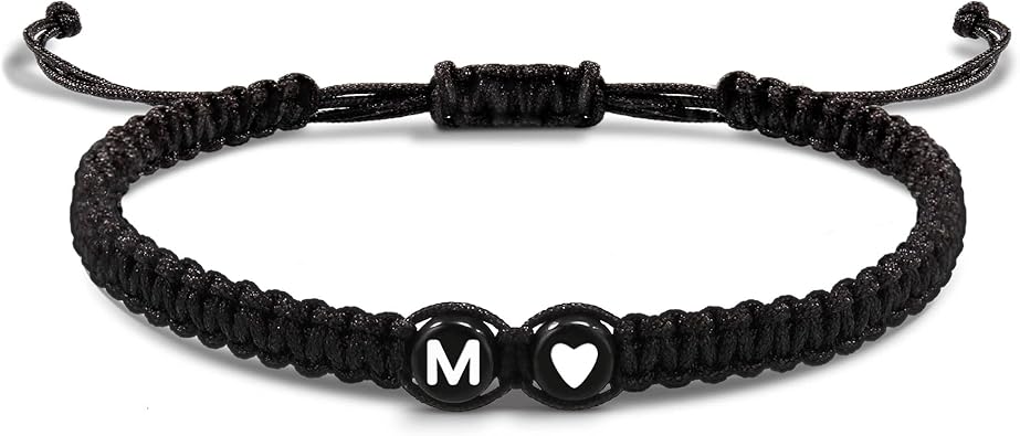 Btysun Initial Bracelets for Women Teen Gifts Trendy Stuff Best Friend Birthday Gifts Graduation Adjustable Letter A-Z Braided Bracelets Heart Link Sister Daughter Mother's Day Mom Female Christmas Jewelry