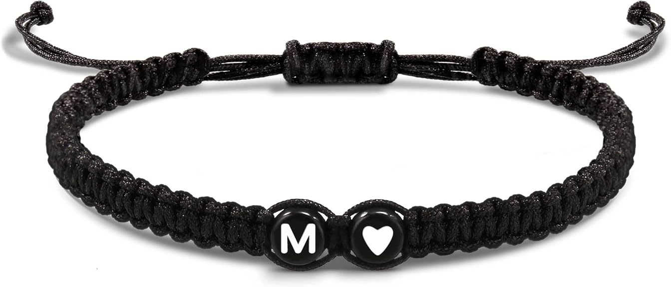 Btysun Initial Bracelets for Women Teen Gifts Trendy Stuff Best Friend Birthday Gifts Graduation Adjustable Letter A-Z Braided Bracelets Heart Link Sister Daughter Mother's Day Mom Female Christmas Jewelry