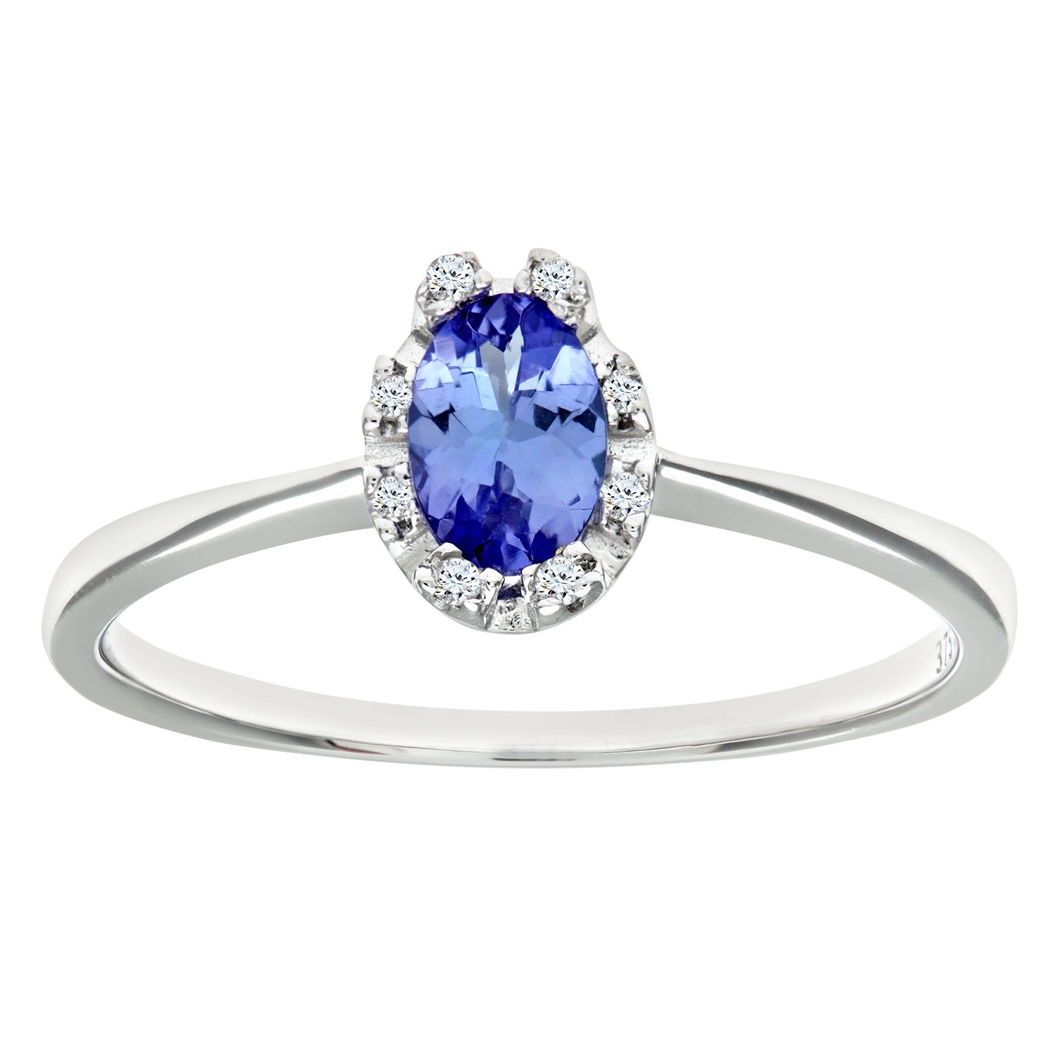 Naava 9ct White Gold Tanzanite and Diamond Cluster Ring