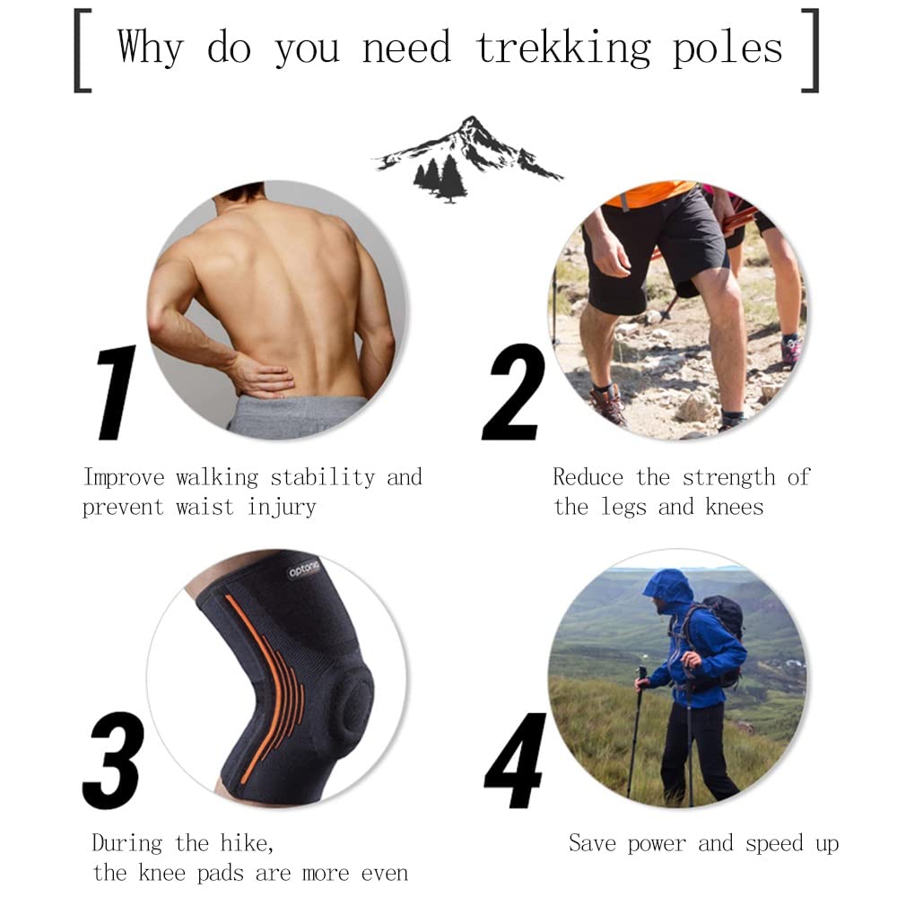 Kije trekkingowe, wysuwane kijki trekkingowe do podróży na świeżym powietrzu, lekkie i wygodne, bezpieczne podparcie, prosty uchwyt, niebieski (rozmiar: Dwie sztuki)