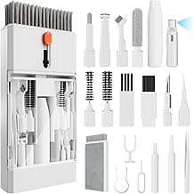 Kit de Nettoyage pour iPhone Airpods Claviers Ordinateurs et Tablettes,Nettoyeur d'écran Multifonctionnel pour Ecouteurs,Téléphones,Appareils Photo,Tout-en-Un (Blanc)