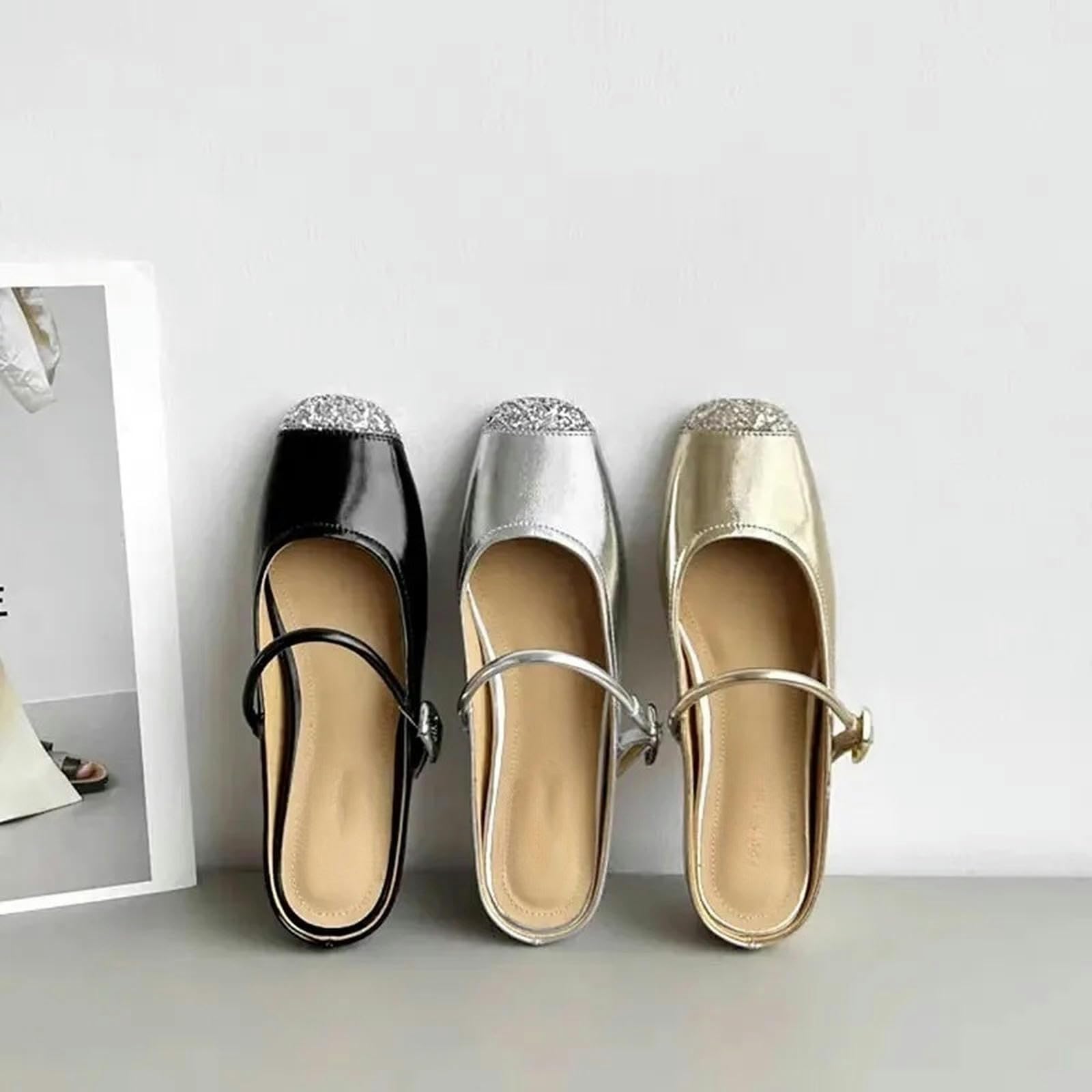 Mules da donna Ciabatte Basse Da Donna Con Fibbia Dritta E Punta Chiusa