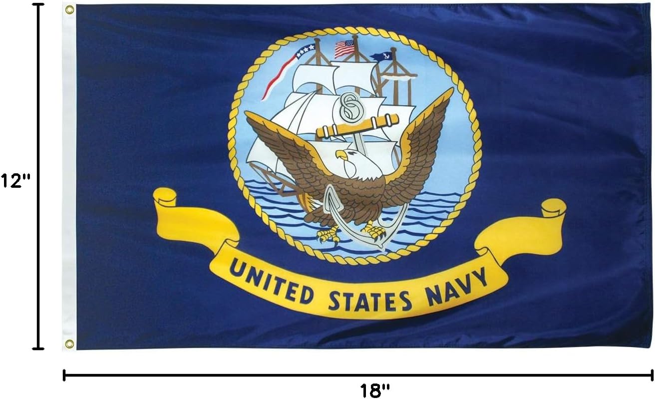Eder Flag - SolarMax Nylon Navy Flag - Indoor & Outdoor - Proudly Made in The USA - Durable - Fade-Resistant - Quality Craftsmanship (12" x 18", Nylon)