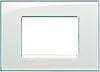 BTicino Living Light LNA4803AC Plate Square 3-Switch, Steel, white, LNA4803KA