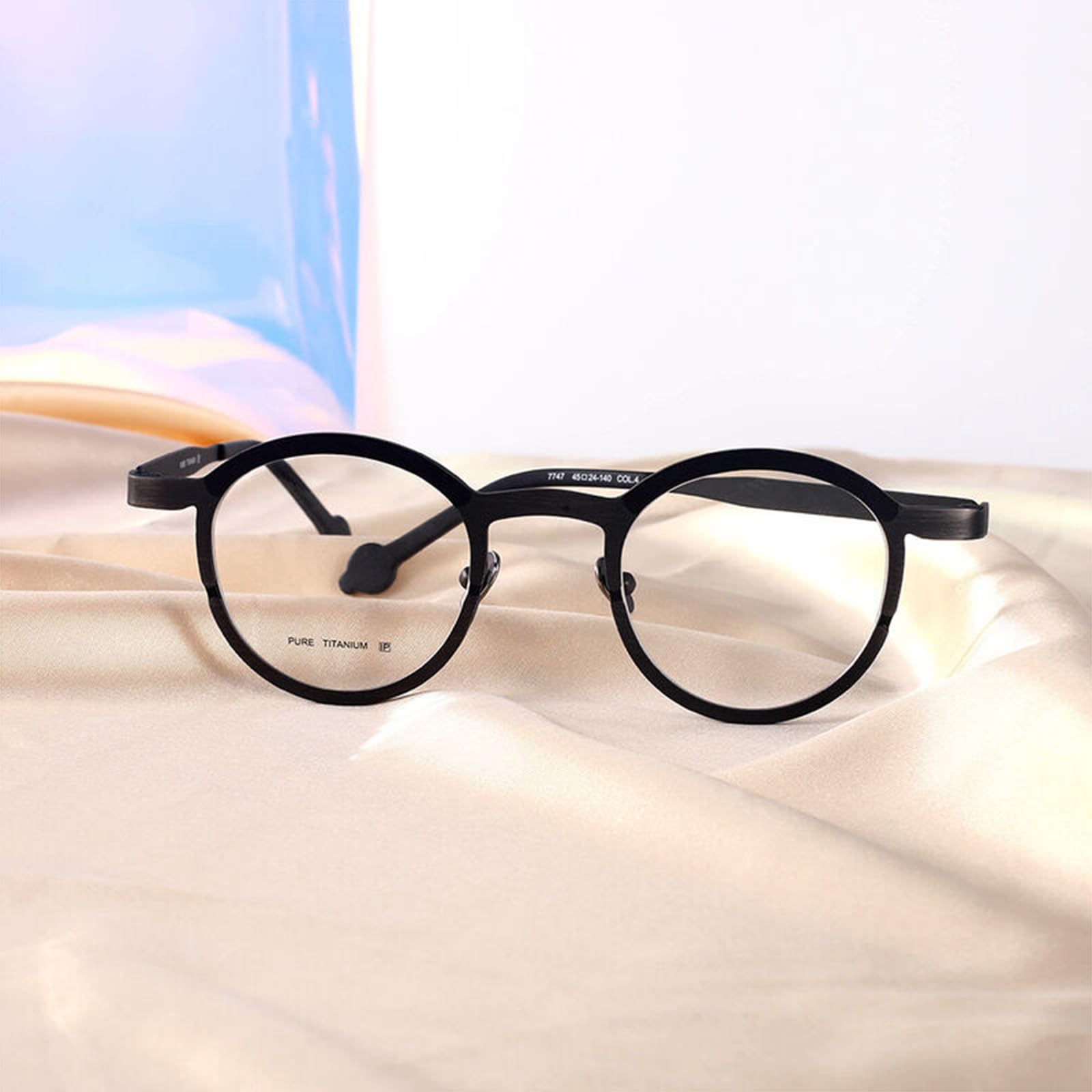Retrò Rotondo Occhiali da Lettura per Donna Uomo titanio Montatura Anti Luce Blu Supporti di Lettura Ultrasottili con Cerniera Occhiali Presbiopia con Cerniera a Molla