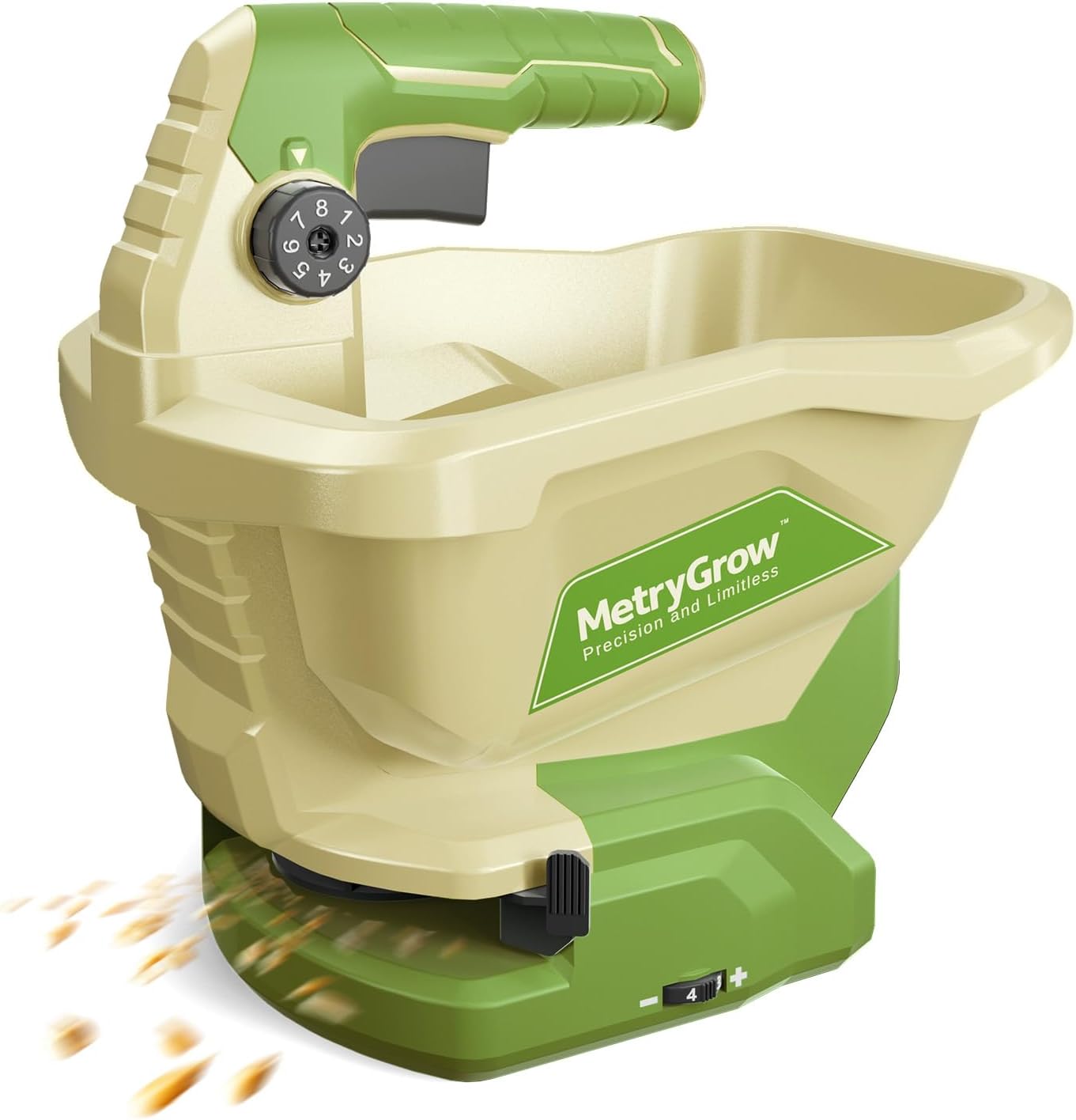 Hand Grass Seed Spreader for Lawns, Fertilizer Broadcast Speader Handheld, Compatible for Makita 18V/21V Li-ion Battery, 3.3 L Capacity, 8-Level No Battery Yellow