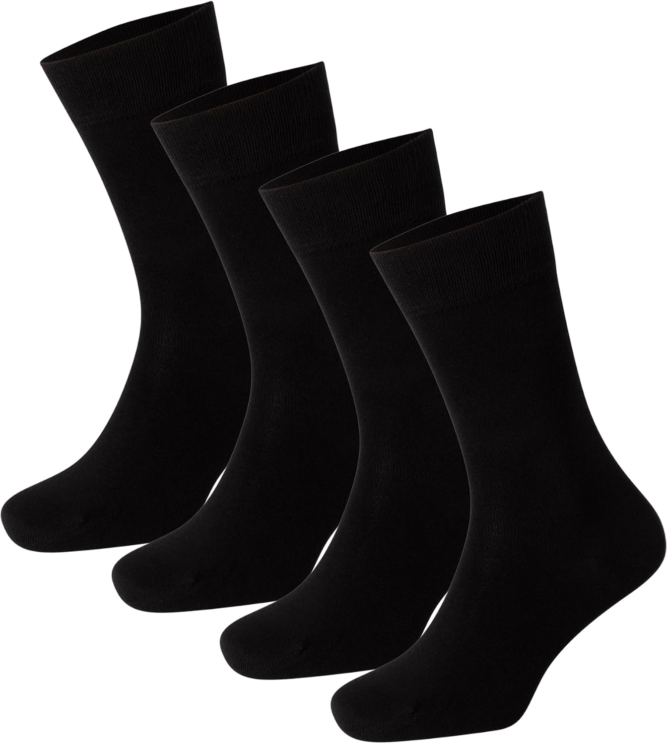 Bamboo Dress Socks for Men, Classic Black Crew Socks, Soft Breathable Business Socks, 4-Pack Gift Box