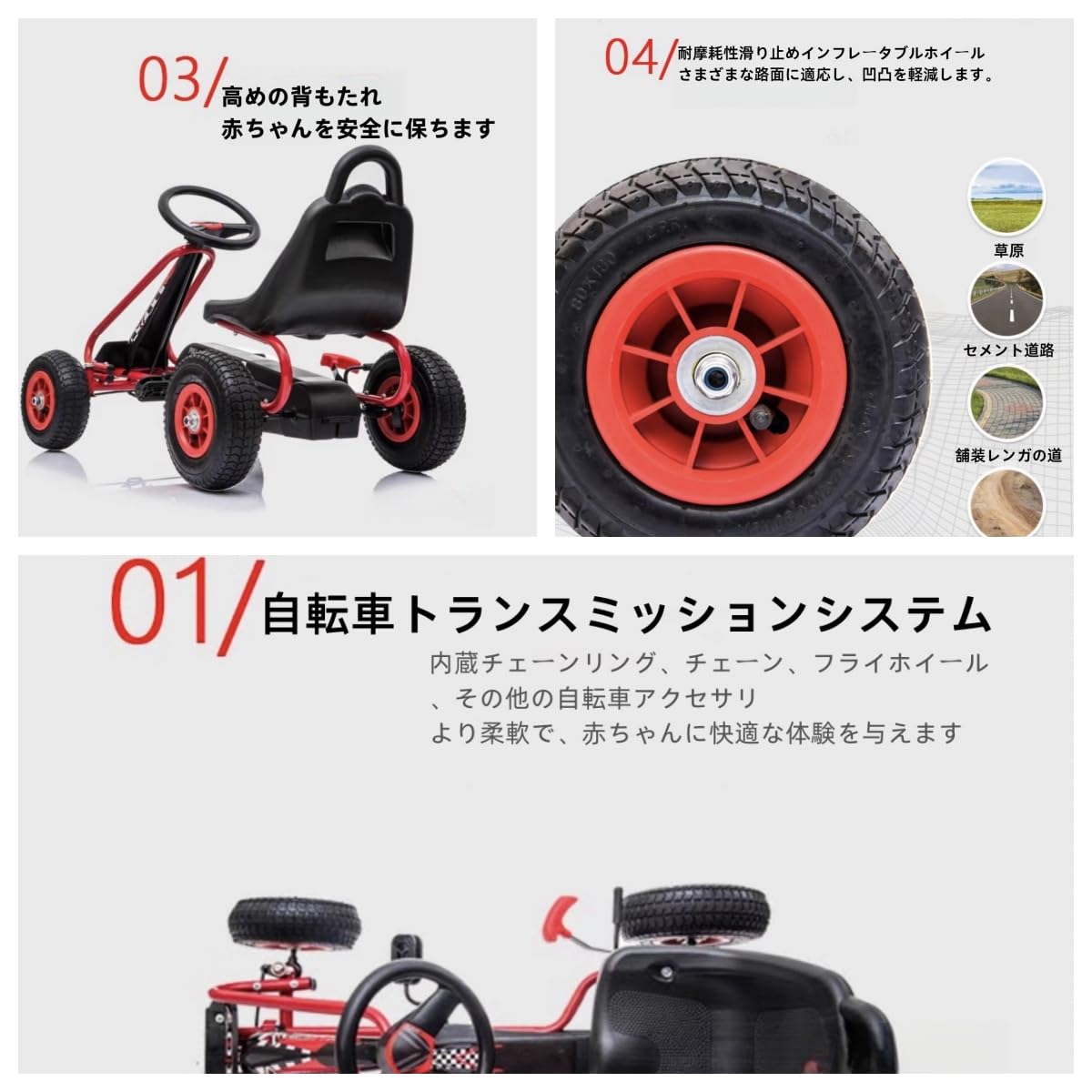 Amazon.co.jp: TVTゴーカート足こぎ ペダルカート 足こぎ 四輪