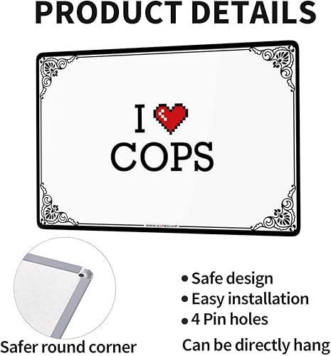 Miniatura 2 de Funny Coffee Signs I Love Cops Tin Sign Funny Signs for Home Bar Metal Bar Signs (Color  Colour, Size  20X30CM)