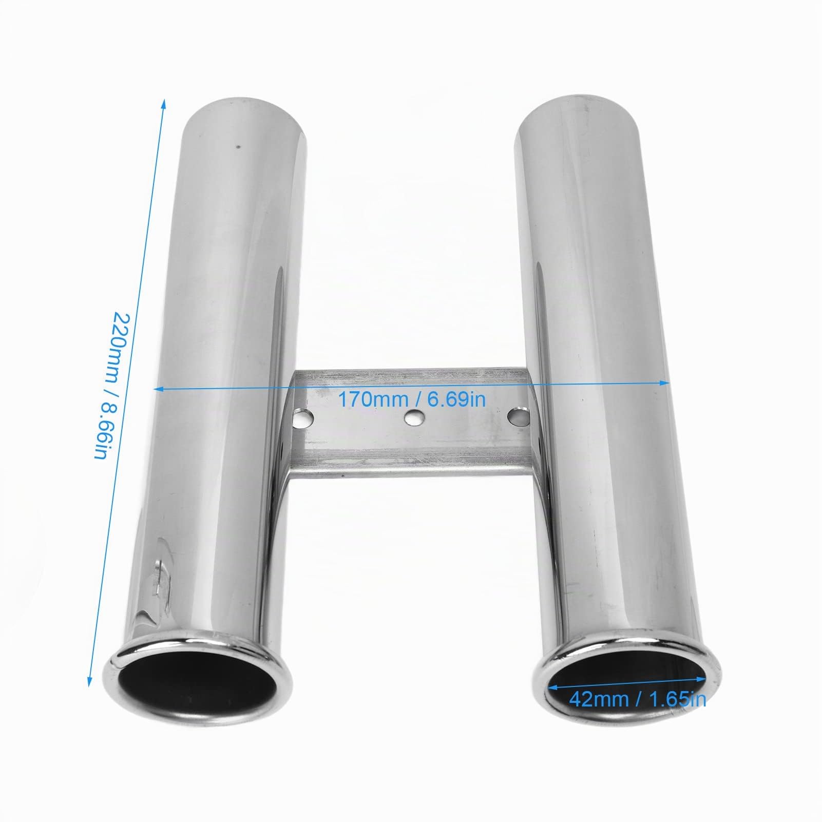 Tubo Porta Canna da Pesca, Tubo Porta Canna a 2 Collegamenti Porta Canna da Pesca in Acciaio Inossidabile Tubo Facile da Installare Per Barca RV Yacht 42 Mm Dia