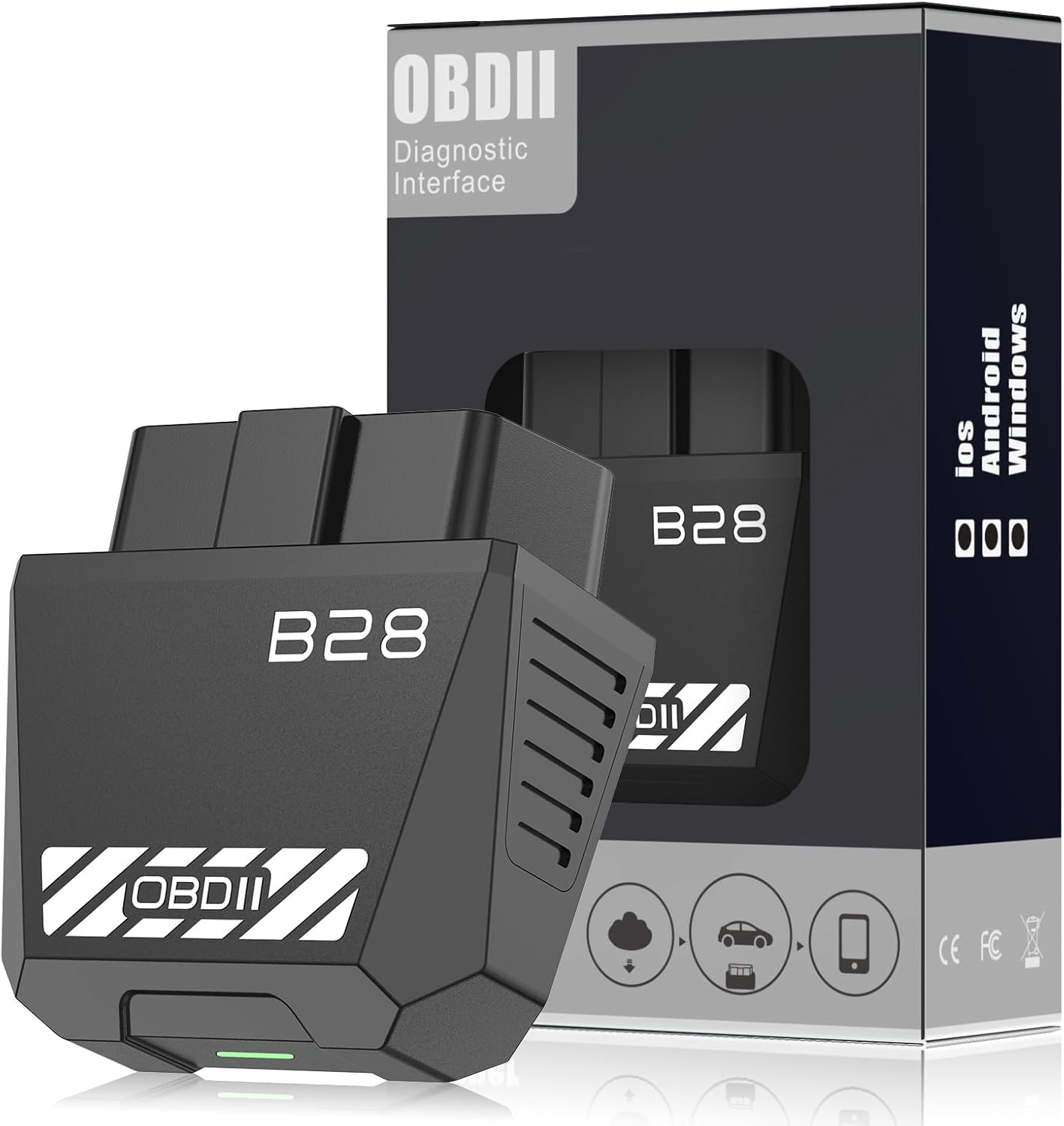 Product image of OBD2 Scanner for Car - Bluetooth 5.4 Codes can be Read and Cleared Quickly - Diagnosis of The vehicle's Engine, ABS, SRS, airbags and More Than 35,000 Problems Compatible with iOS and Android