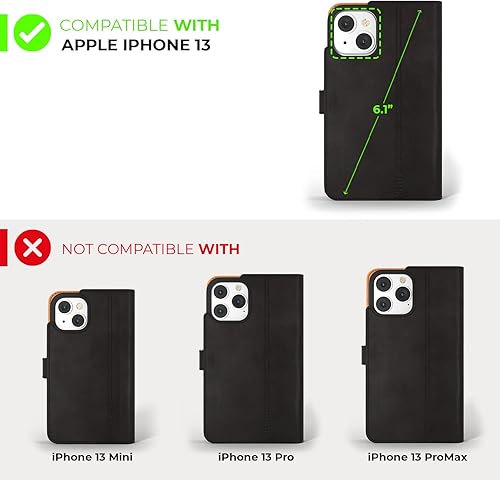 Miniatura 2 de Snakehive Funda de cuero para iPhone 13  Funda de piel auténtica con tarjetero  Funda tipo cartera con soporte  Compatible con iPhone 13  (marrón)