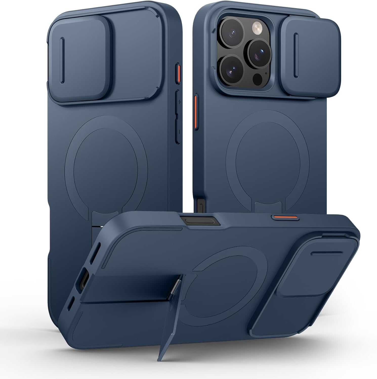 SURITCH for iPhone 16 Pro Max Case with Magnetic Camera Slide Cover and Adjustable Kickstand, Compatible with MagSafe, Shockproof Bumper Case Slim Protective Cover 6.9 Inch, Blue iPhone 16 Pro Max-6.9'' Blue