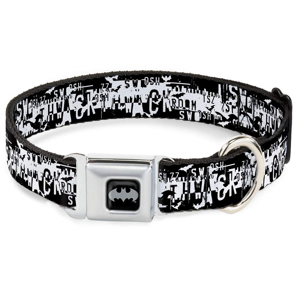 Collier de chien Batman Noir/Argent Buckle Down ajustable pour grand chien