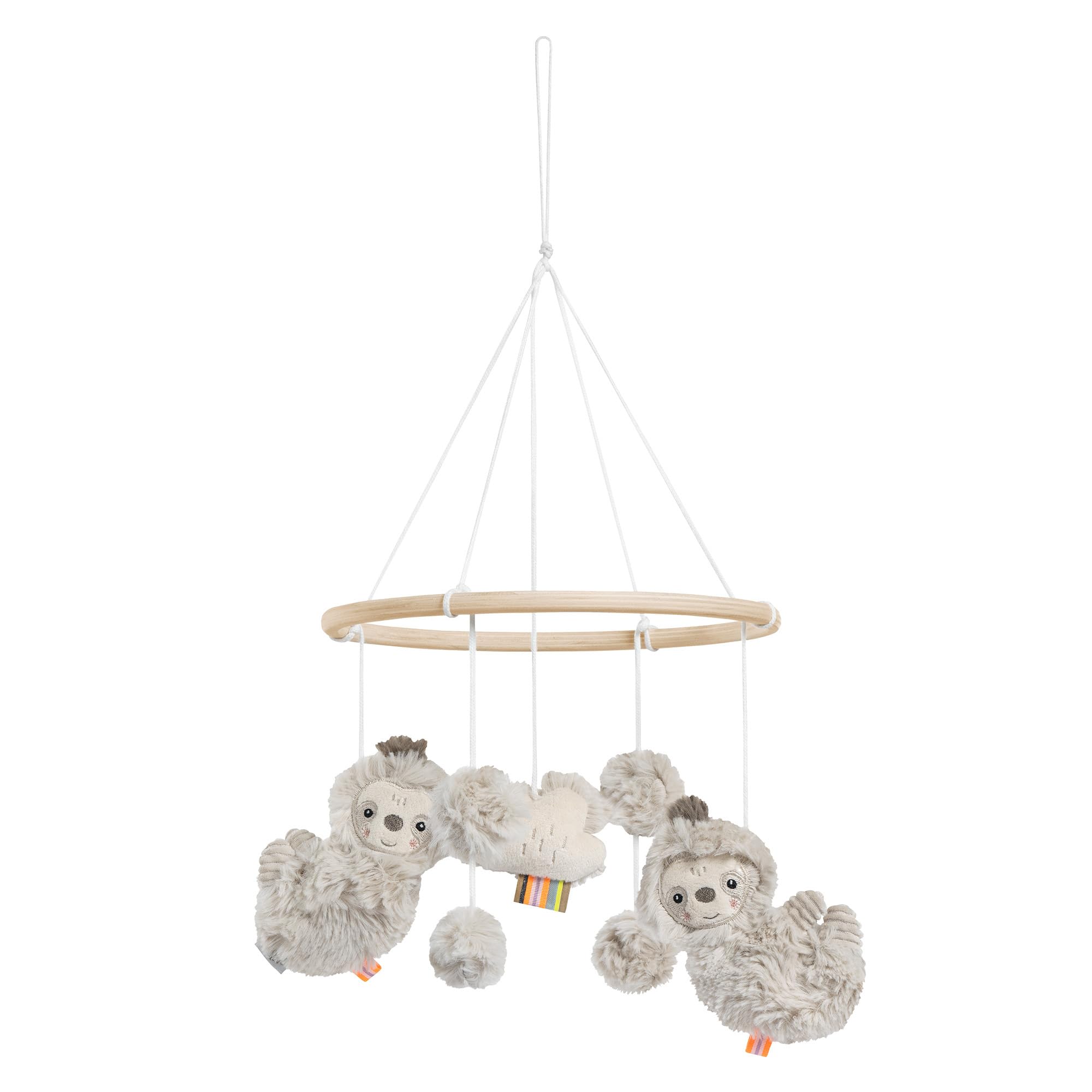 Fehn Wooden Sloth Mobile, Baby Mobile with Cute Fabric Figures, Sleep Aid for Calming & Activity