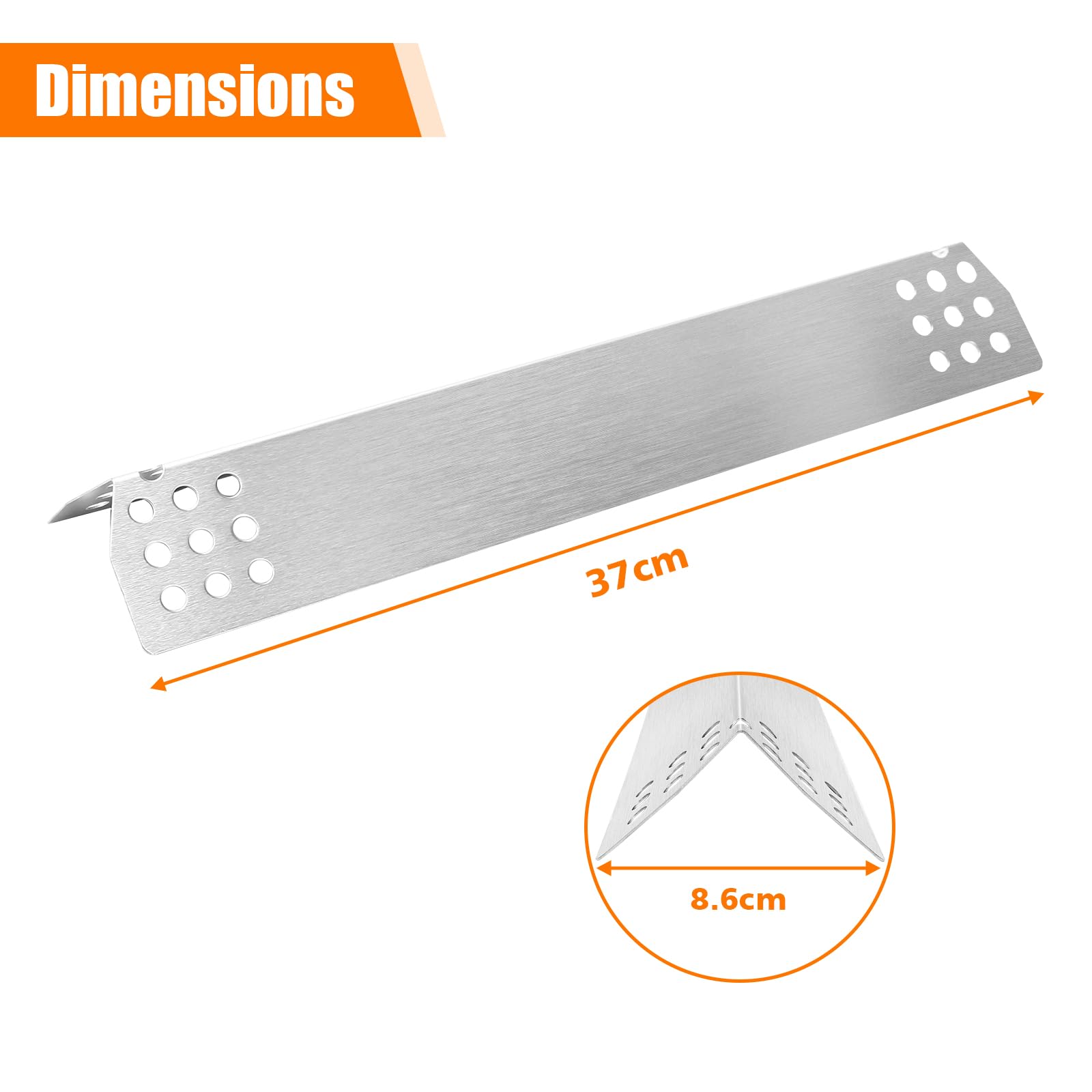 GFTIME 37cm Edelstahl Universal Brennerabdeckung Ersatzteile für Burnhard Fred, Barbecook Siesta, Taino Red/Pro 4 & 4+1, Metro Tarrington House, für Landmann, Campingaz, Grillstar Atlanta,3 Pack