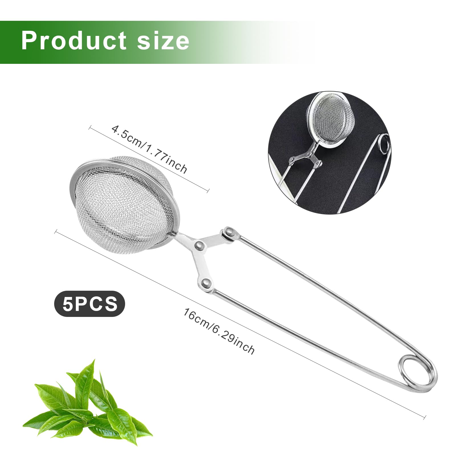 Juego De 4 Pinzas/coladores De Té De Acero Inoxidable - Diámetro 4.5 Cm, Malla Fina - Para Infusiones De Té Suelto, Hierbas Y Especias