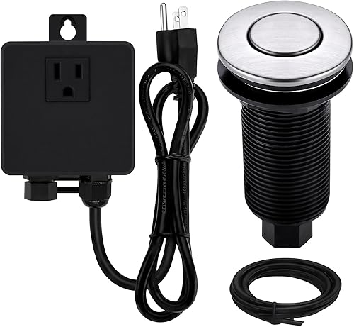 Miniatura 9 de Kit de interruptor de aire para triturador de basura con botón largo, cubierta de latón, UL, negro mate