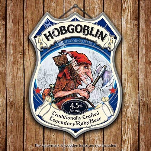 Wynchwood Hobgoblin Ruby Bar Anuncio Cerveza Antigua Pub Bebidas Bomba Insignia Fábrica de cerveza Pinta Forma Metal/Cartel De Acero Para Pared - 27 x 20 cm