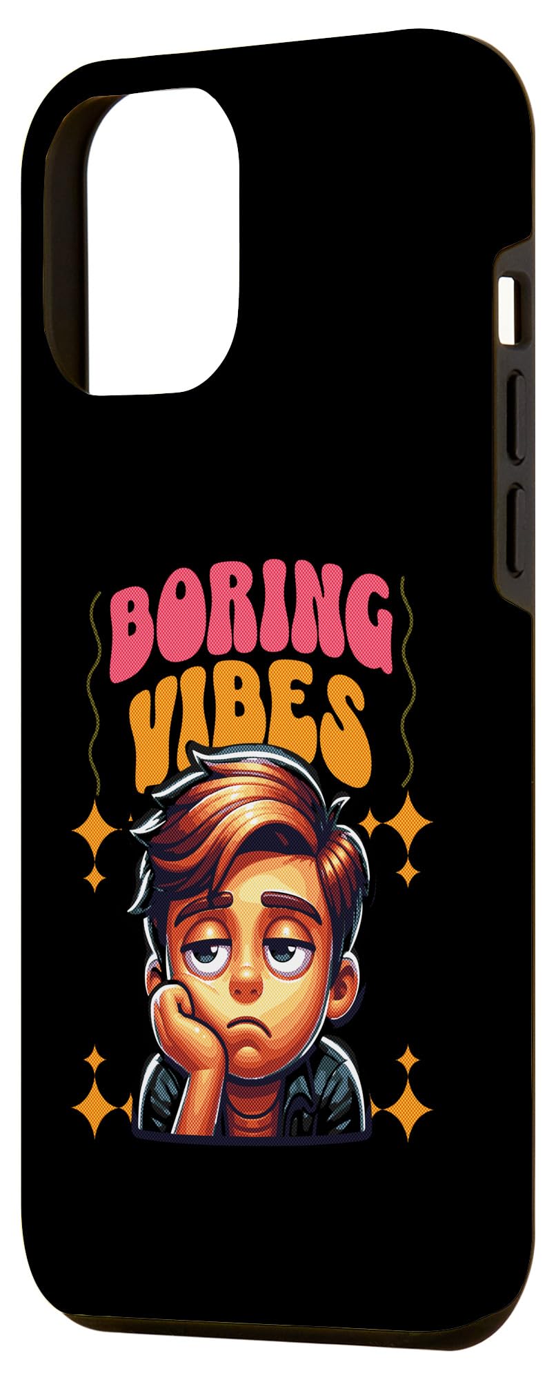 iPhone 15 Plus Boring Vibes face - Express your feelings with an image Boys Case - Image 2