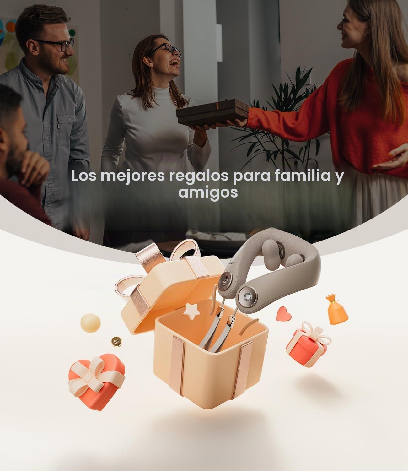 RENPHO Masajeador de Cuello con Calor, Masaje de Cuello Amasado 6D, Eléctrico Masajeador Portátil para Viajes Casa y Oficina, Regalos para Mujeres y Hombres