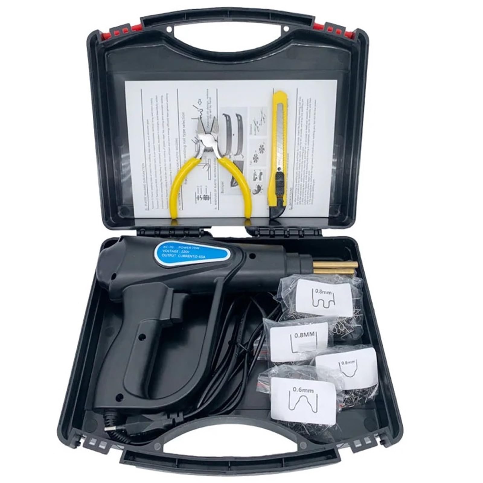 Zestaw lutowania 70W Plastikowa Spawarka Plastikowa Spawarka Zestaw Naprawczy Zderzaka Samochodowego Z 200/600/1000 Sztuk Gorących Zszywek(Gun with 1000)
