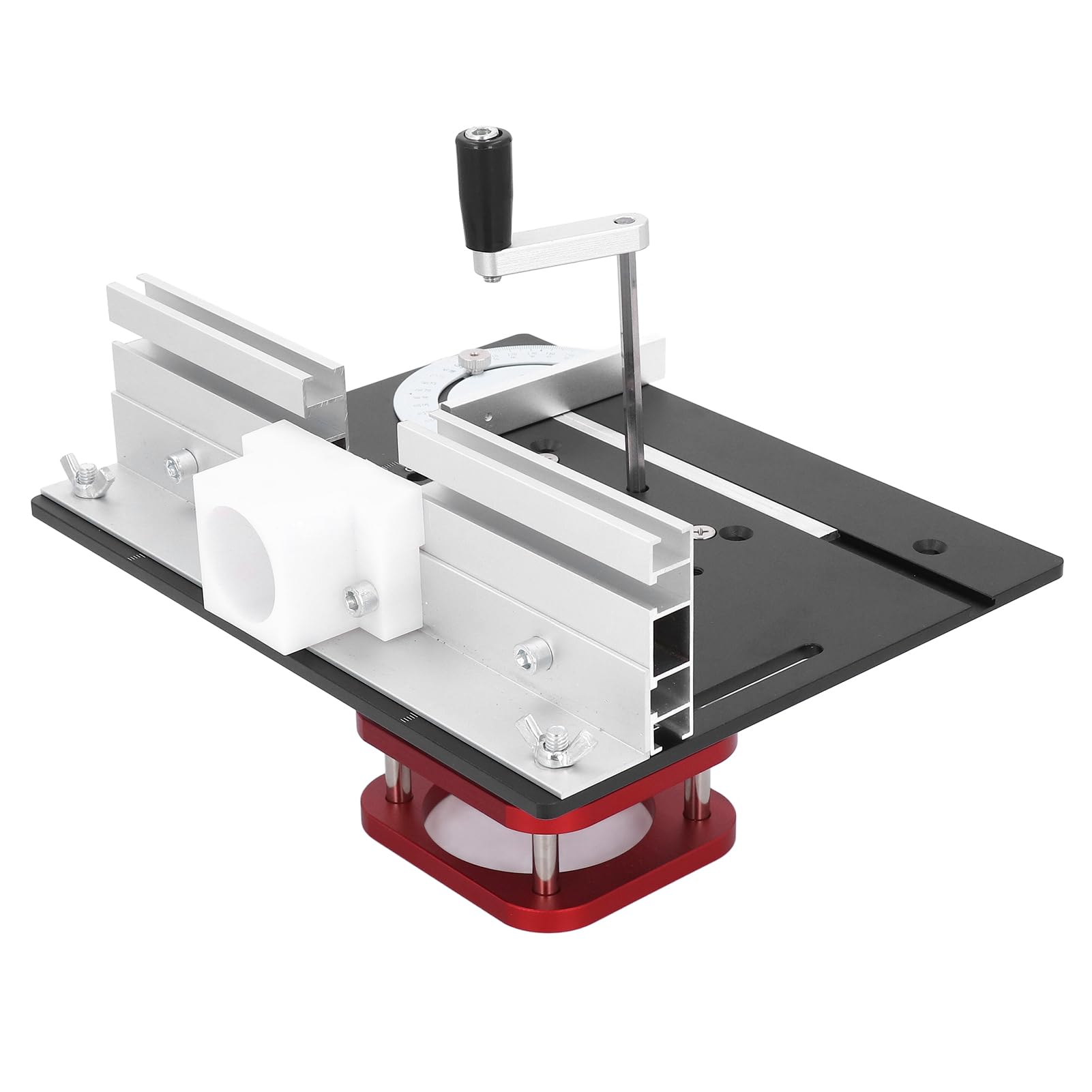 Generic Podstawa Podnośnika Routera Podstawa Stołu Routera ze Stopu Aluminium z 2-calowym Skokiem Podnoszenia Korba Ręczna Płytka 240x200 Mm do Stołu do Obróbki Drewna Użytkownicy Majsterkowicze